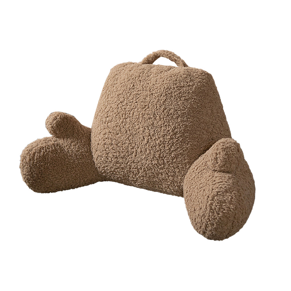 Fluffy Backrest Reading Pillow Lumbar Support Chair Cushion with Arms Coffee