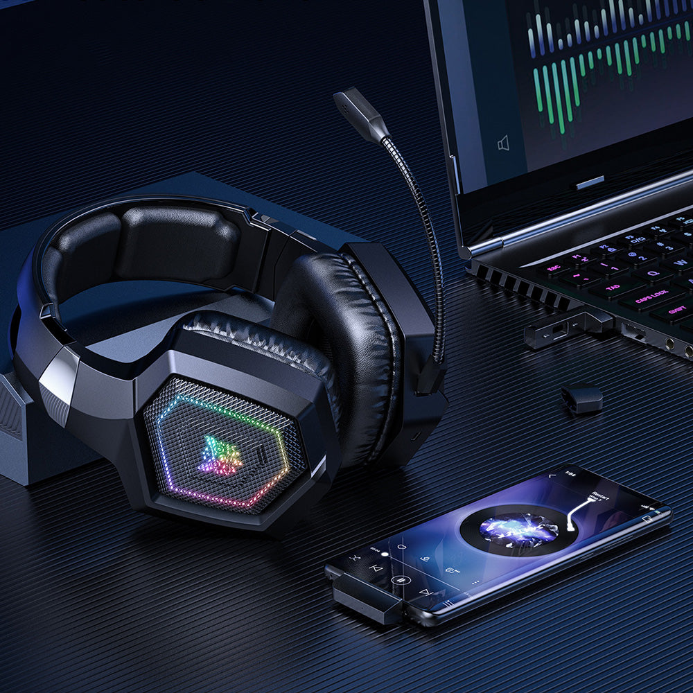 2.4GHz Wireless Gaming Headset with Flip Microphone for PC-Black