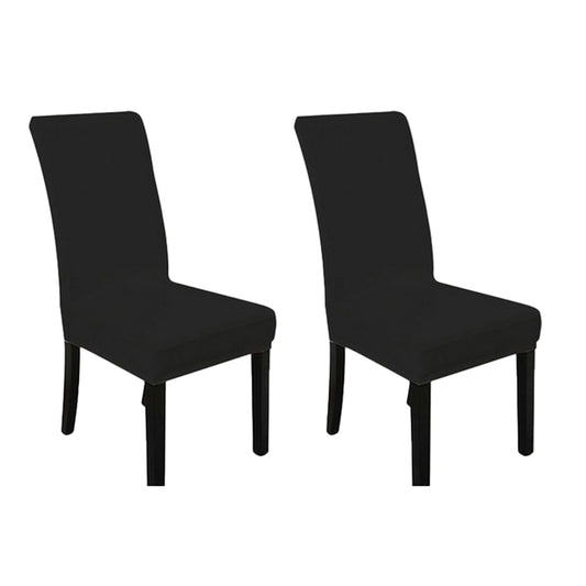 2Pcs Stretch Elastic Chair Washable Slipcover-Black