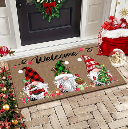 Christmas Gnome Non Slip Door Floor Mat for Indoor and Outdoor Use