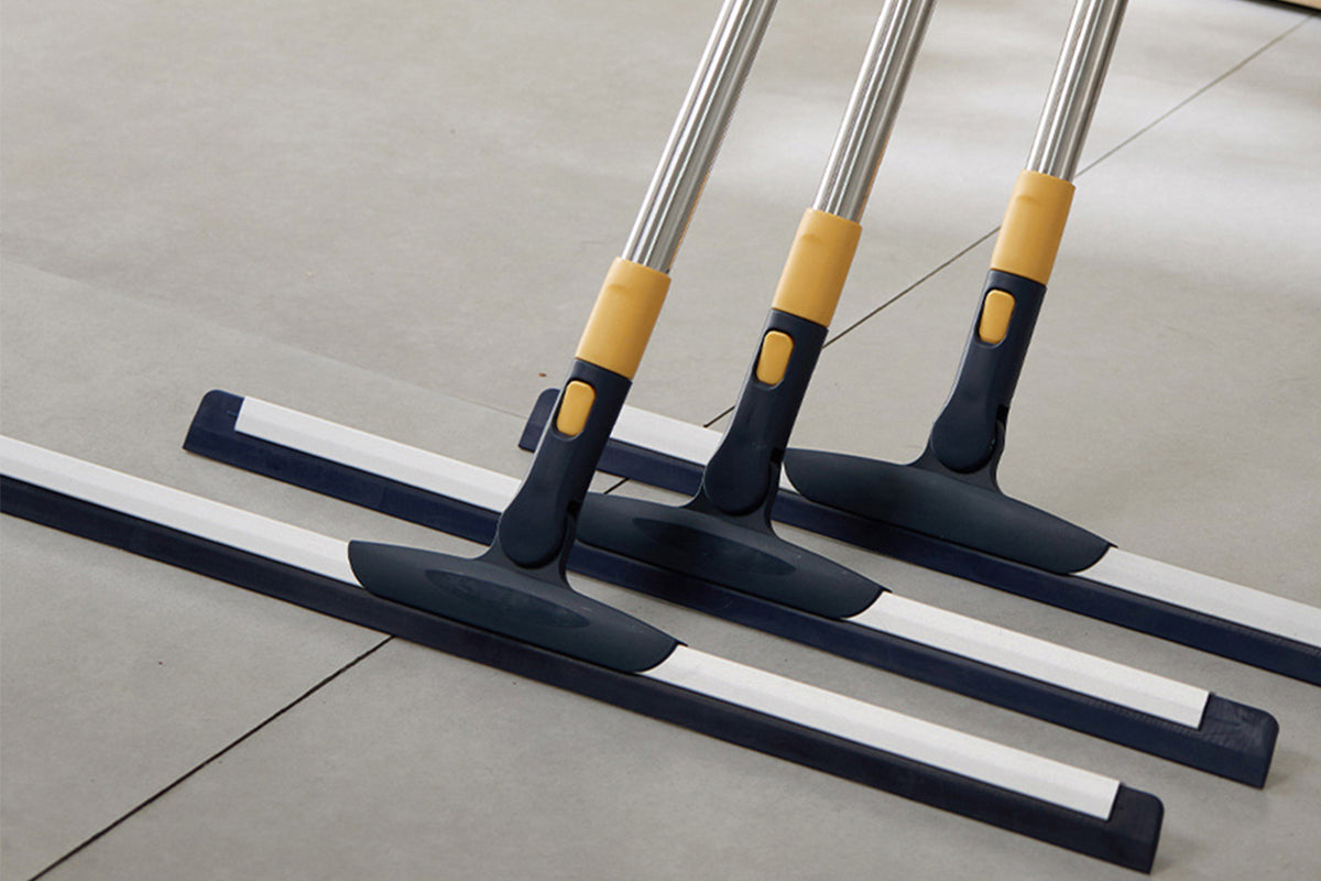 Telescopic Long Handle Floor Squeegee Scrubber - Blue