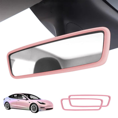 2PCS Silicone Rearview Mirror Edge Protector for Tesla Model 3/Y Pink