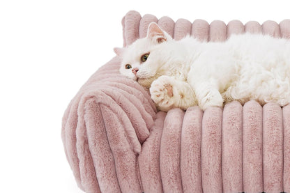 Cat Couch Bed Fluffy Pet Sofa with Removable Washable Cover Non-Slip Bottom -Pink