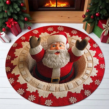 3D Quilted Christmas Polyester Velvet Floor Mat - Santa Claus