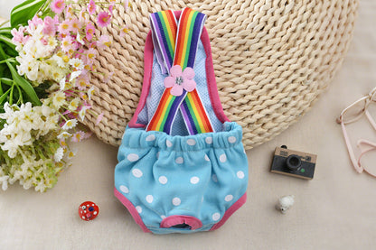 Cute Harness Female Dog Sanitary Pants Reusable Menstrual Diaper-Blue