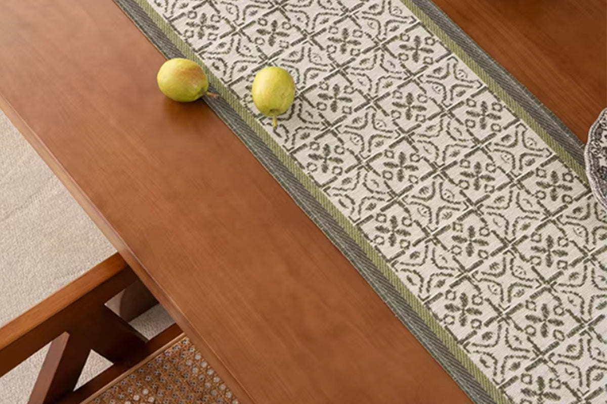 Heavy Rustic Table Runner Imitation Linen Braided Macrame Table Runner -Brown