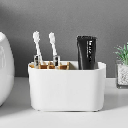 Toothbrush Holders for Bathrooms 5 Slots Bathroom Organizers and Storage-White