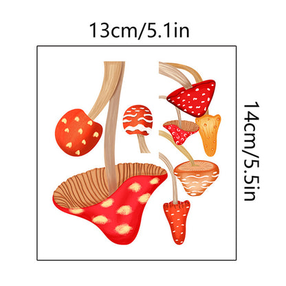 2Pcs Glow in The Dark Mushroom Wall Sticker Luminous Mushroom Light Switch Decals -Red