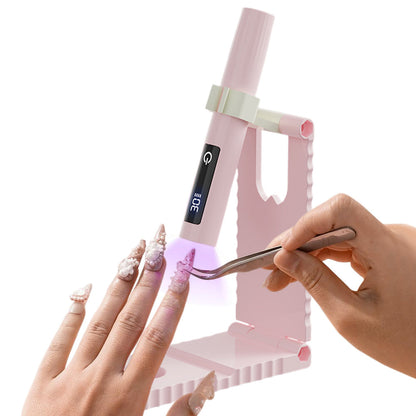 Handheld UV Light for Gel Nails with Stand Mini Portable Cordless Nail Lamp with LCD Display Pink