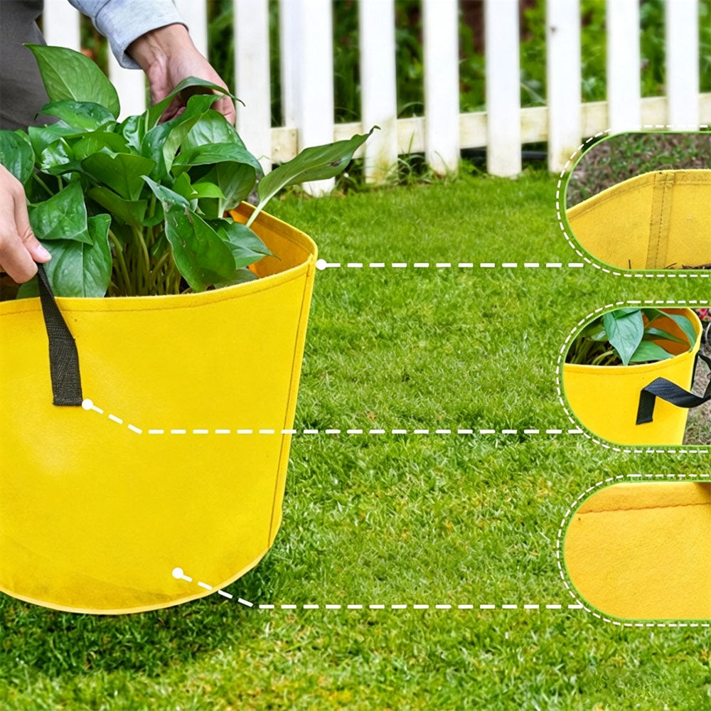 7 Piece Mixed Color Felt Grow Bags