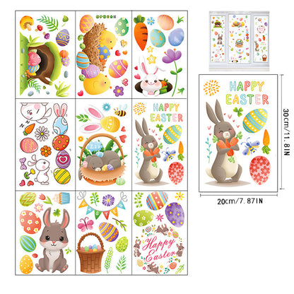 Double Sided Printed Easter Window Cling Stickers Easter Bunny Decal Home Decor -Style 4