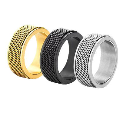 54 mm Titanium Steel Spinner Ring Set Silver Black Gold Relaxing Rotating Rings