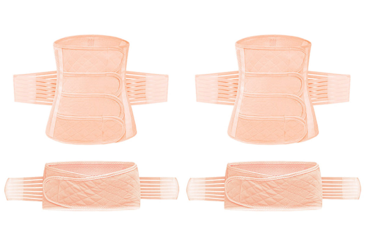 2Pcs Belly Support Recovery Waist Pelvis Belt Postpartum Belly Wrap Band Waist Trainer-Cuticolor