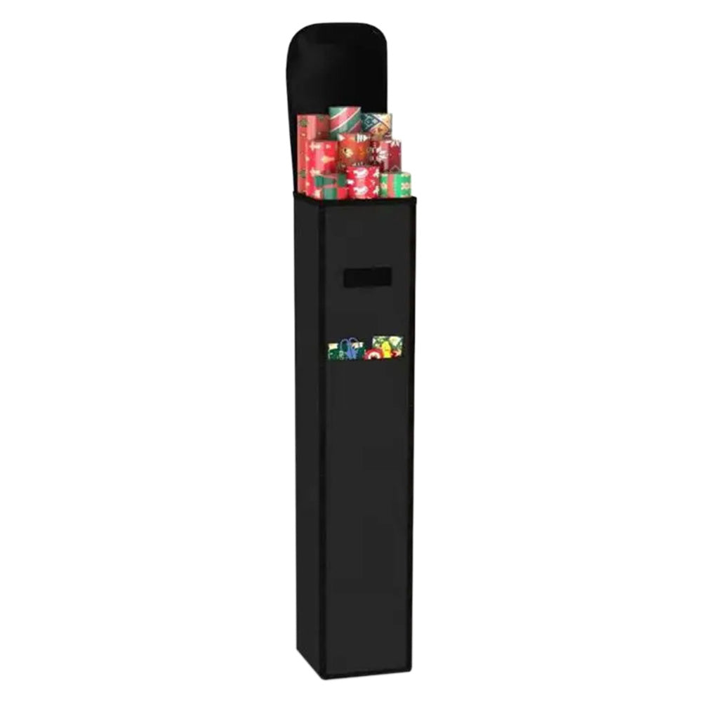 Wrapping Paper Storage Bag with Pocket for 9 Christmas Gift Wrap Rolls - Black