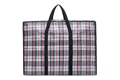 Stripe Bag Packing Storage Strip Zip Shopping Travel Check House Moving Bag-Black