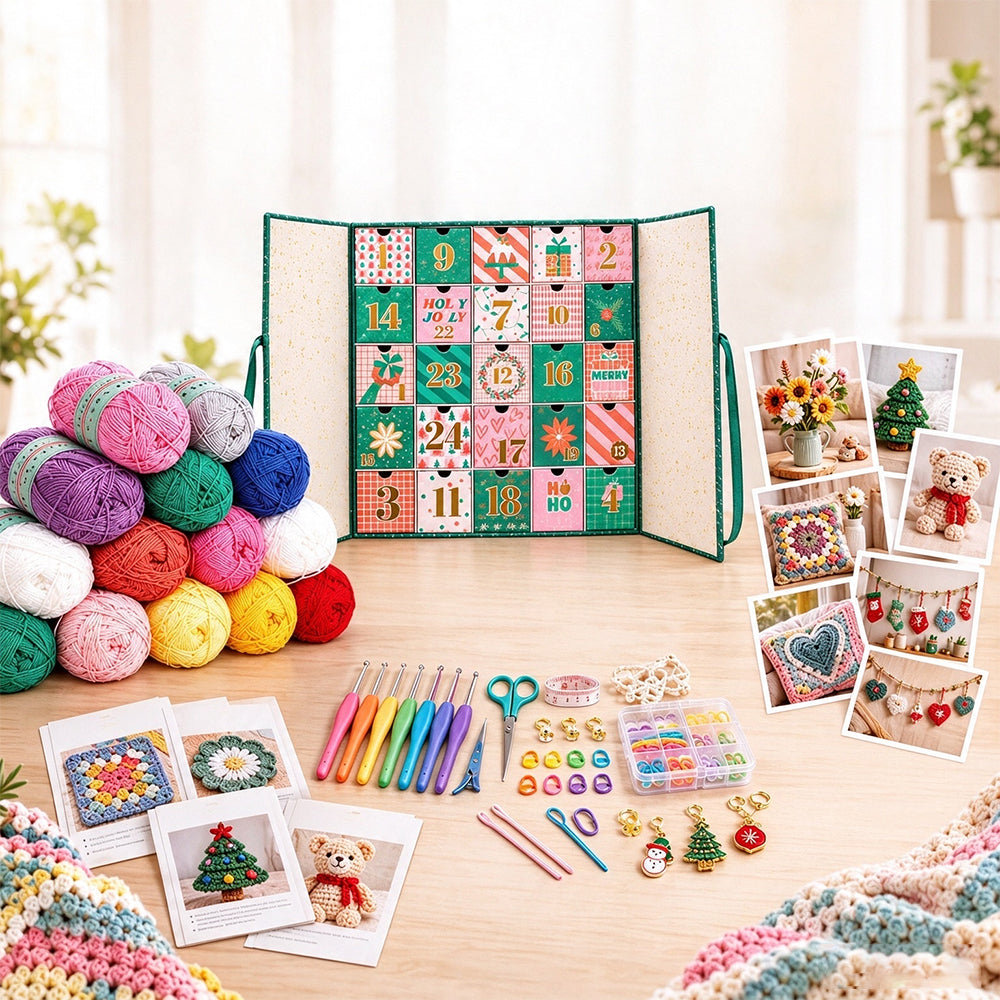 Crochet Yarn Christmas Advent Calendar 25 Days of Yarn and Crafting Surprises - Pink