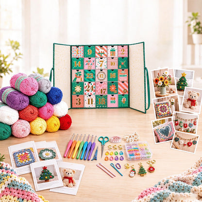 Crochet Yarn Christmas Advent Calendar 25 Days of Yarn and Crafting Surprises - Pink