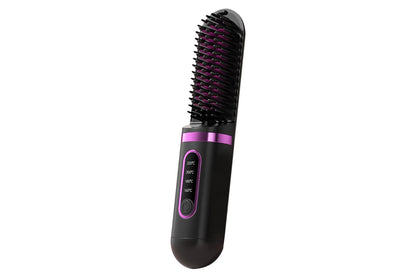 Hair Straightener Brush Anti-Scald Portable Straightening Brush Styling Tools -Black