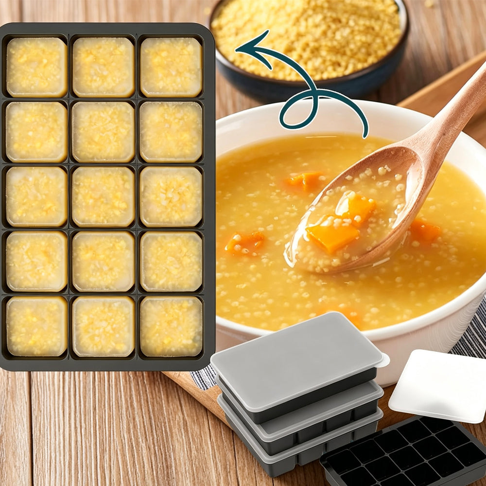 4Piece Silicone Freezer Tray Set with Lids