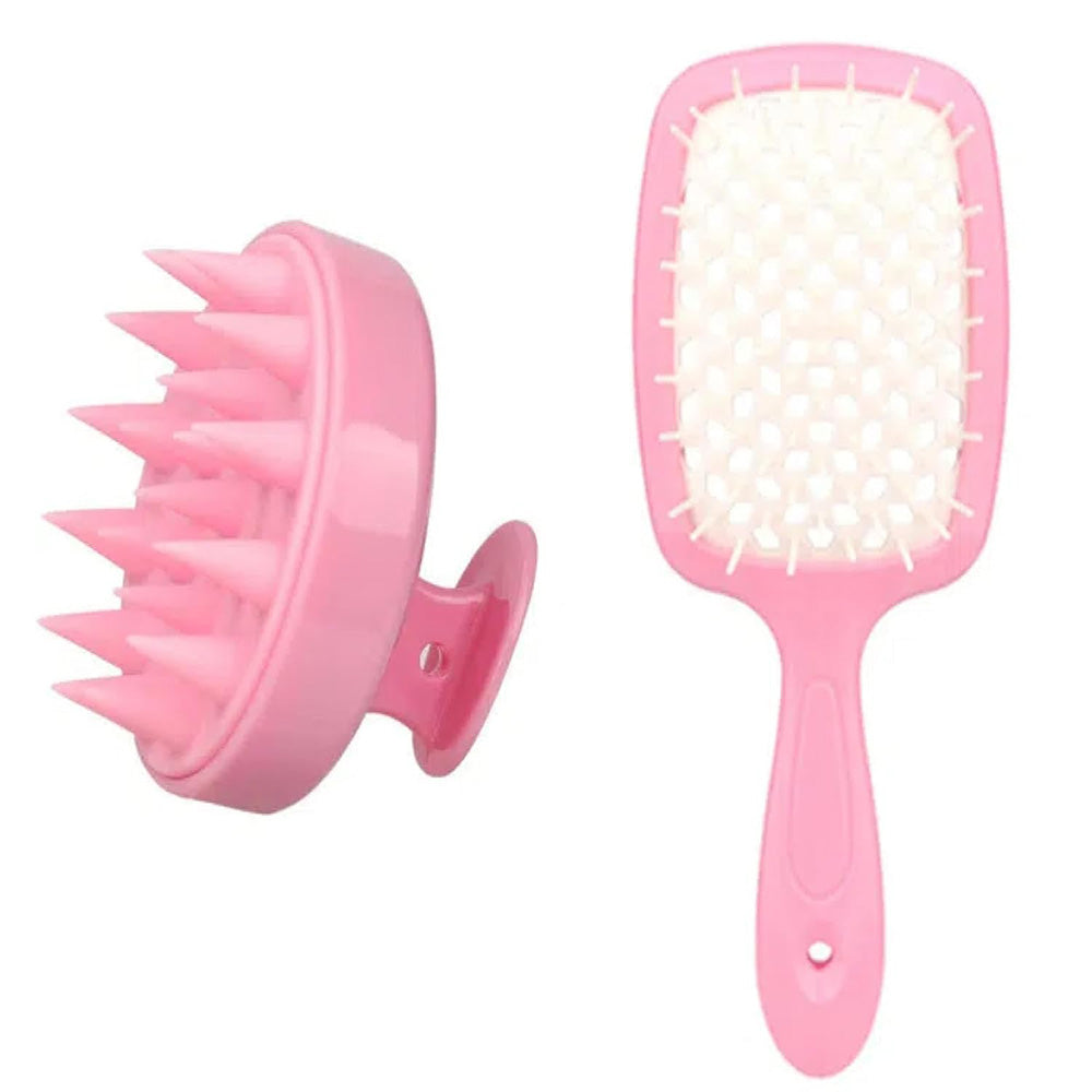 28Pcs Hair Styling Combs Set for Curling Combing Straightening-Pink