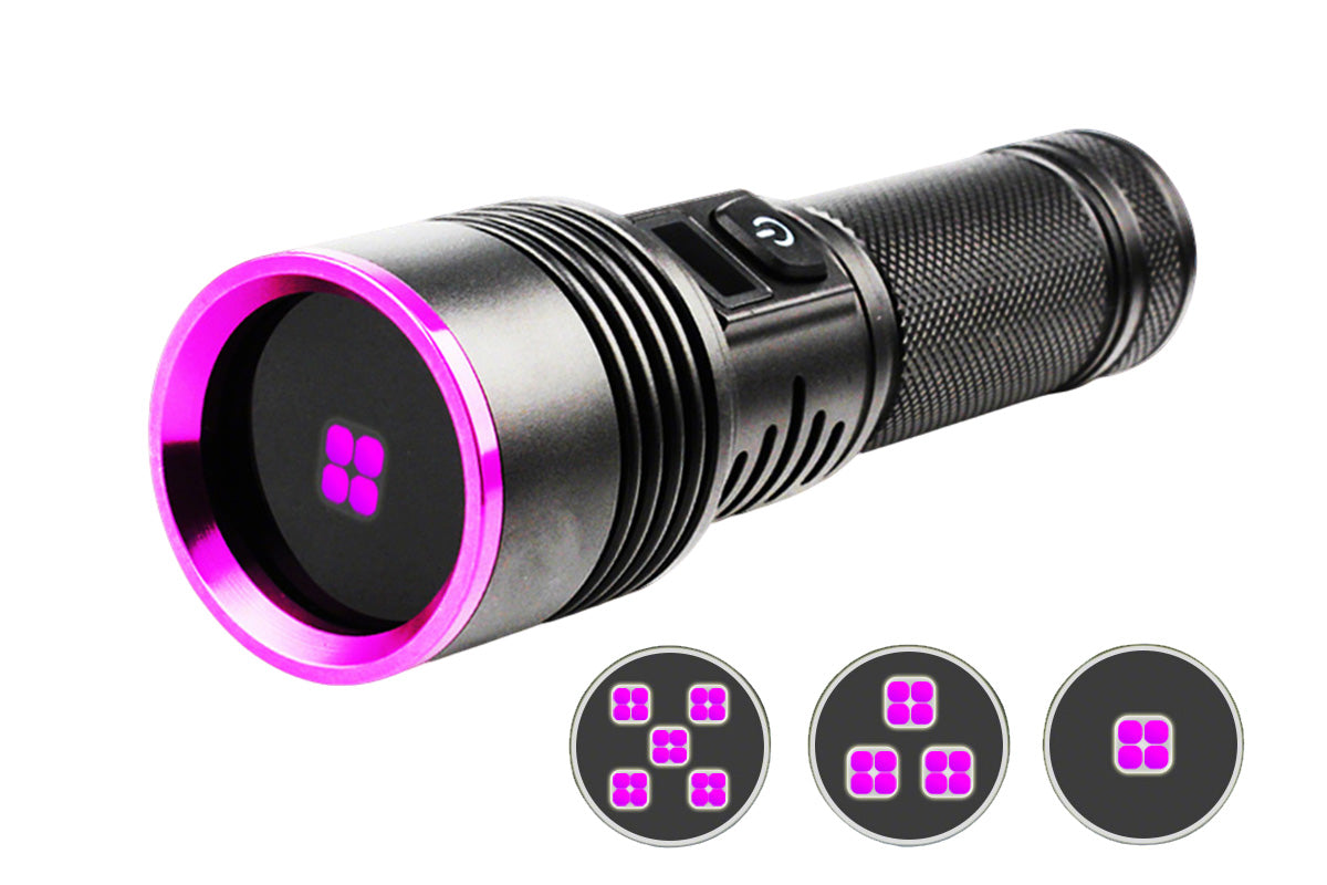 365nm Black Light UV Flashlight With LCD Display Rechargeable Torch Lamp