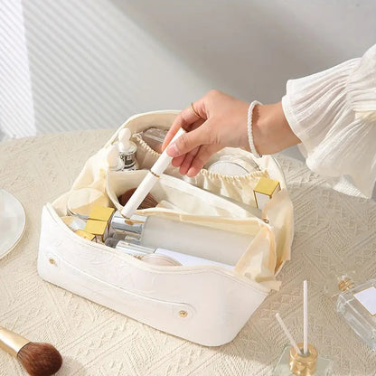 Travel Makeup Bags Wide Open Cosmetic Organizer Bag Toiletry Bag White