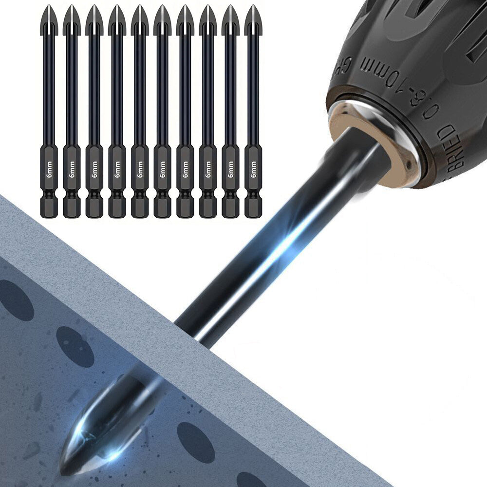 10 Piece 6mm Hex Shank Tile Glass Mirror Ceramic Drill Bit Set