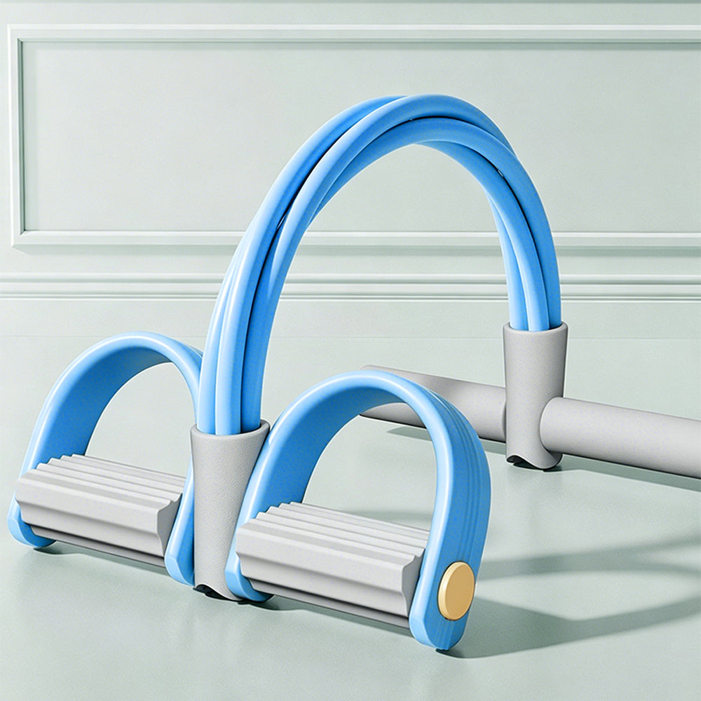 8-Tube Ab Exercise Equipment with Pedal and Resistance Band-Blue
