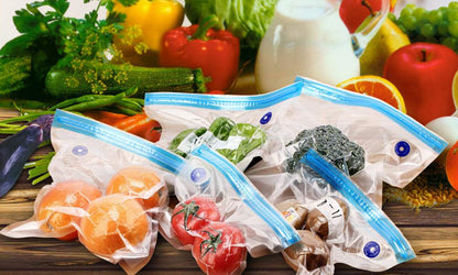 10Pcs Reusable Vacuum Sealer Bags with Manual Pump