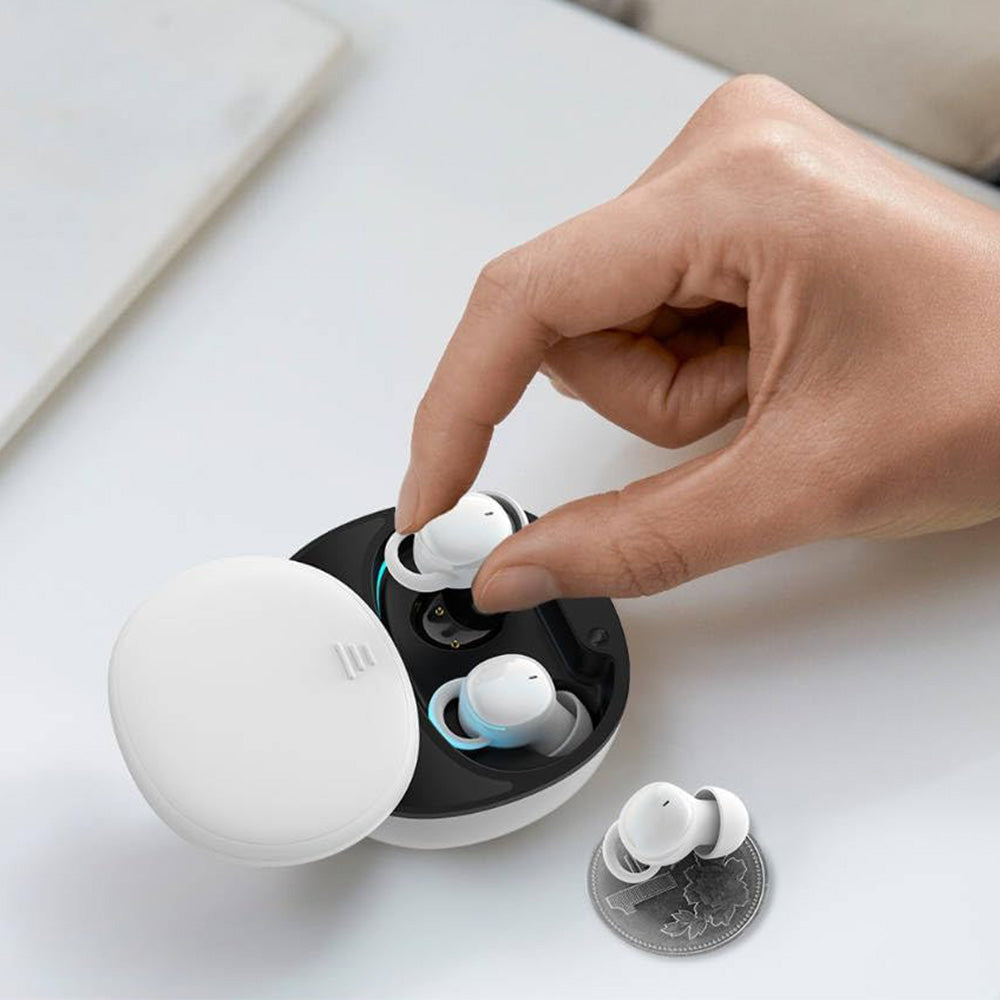 In Ear Sleep Headphones with Digital Power Display Invisible Noise Blocking Earphone for Side Sleepers White