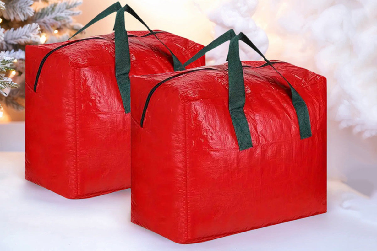 3Pcs Large Christmas Tree Storage Bags Waterproof with Handles and Zipper-Red