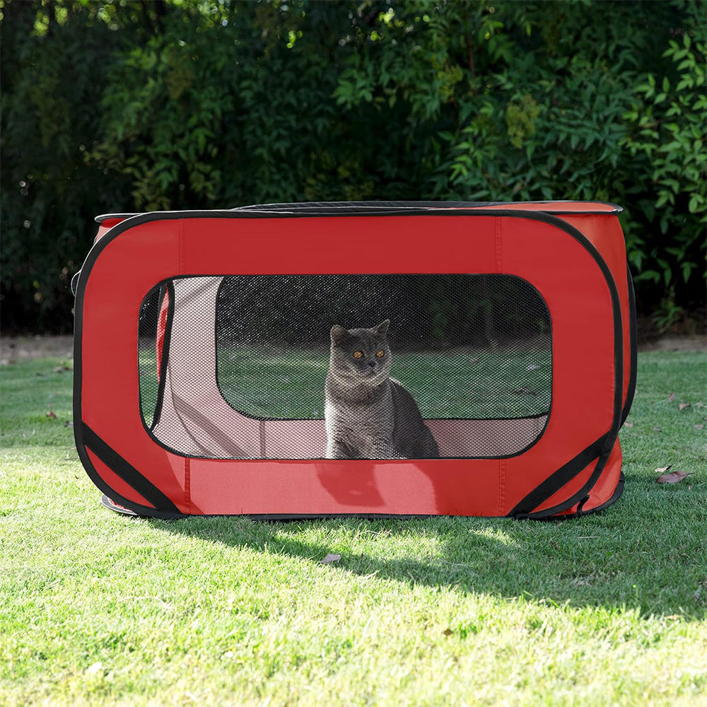 Portable Car Seat Pet Kennel Pop Up Dog Cat Tent Bed Red