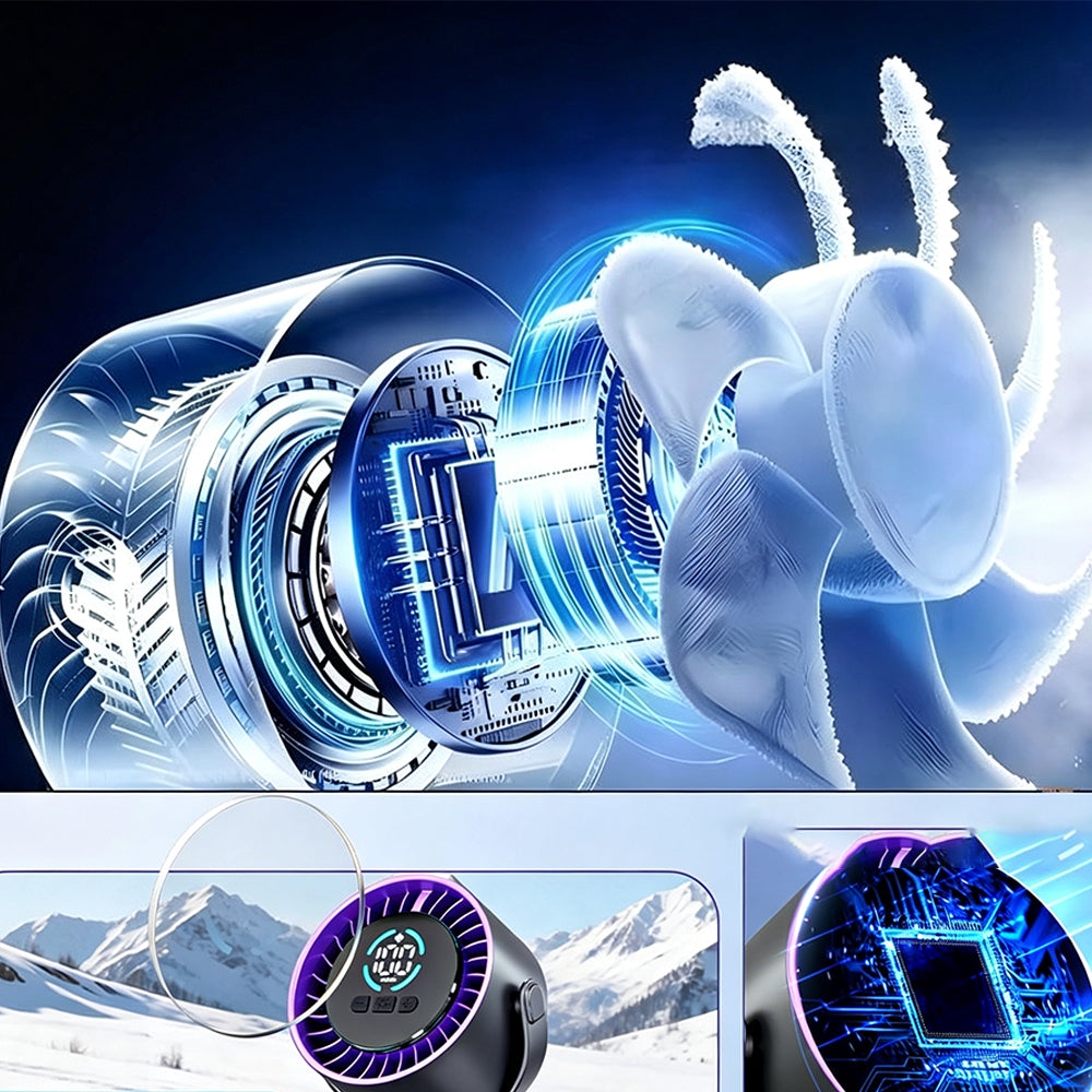 100 Level Digital Clip Fan 720 Degree Airflow Portable Car Fan - Grey