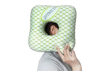 2Pcs Square Ear Piercing Pillow for Side Sleepers with Central Ear Hole-Green