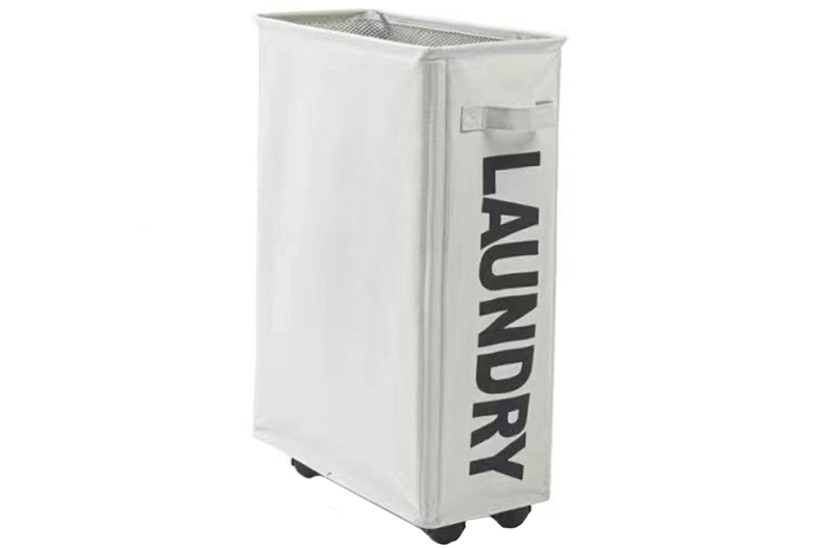 Foldable Laundry Washing Clothes Storage Bag With Universal Wheels-Light Gray