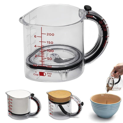 Adjustable 4-in-1 Measuring Cup with Scraper Base for Baking Cooking Use