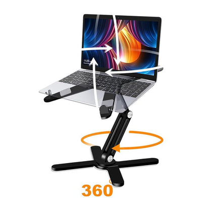 360 Degree Rotating Aluminum Laptop Stand Adjustable Desktop Notebook Holder Black