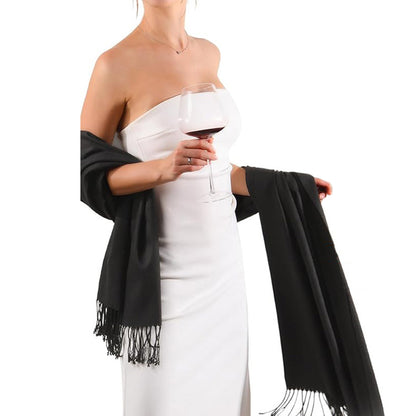 Winter Scarf for Women Shawls Wraps for Evening Dresses Large Warm Soft Scarves-Black