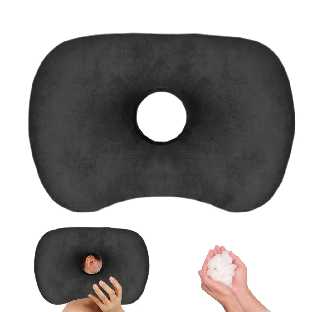 Ear Piercing Pillow with Hole Soft Ear Pillow for Side Sleepers Black