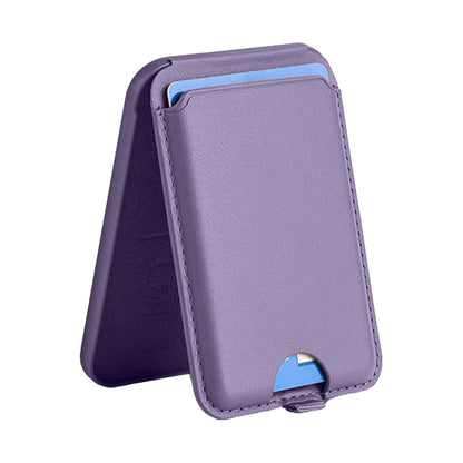 For iPhone Adjustable Magnetic Phone Stand PU Leather Wallet for iPhone 15/14/13 Series Purple