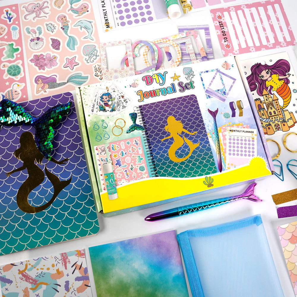 Mermaid DIY Journal Kit for Girls Scrapbooking and Diary Supplies Stickers Set