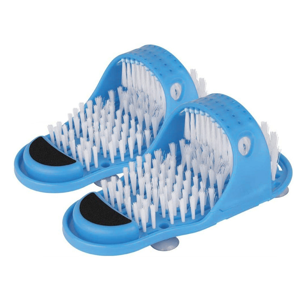 Pair of Exfoliating Shower Slippers Foot Cleaning Scrubber Bathroom Massager Sandals Black