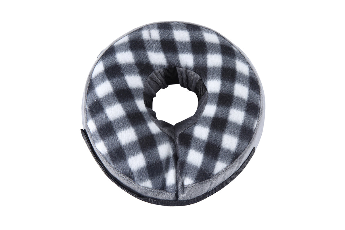 Inflatable Pet Protective Collar - Black and white grid