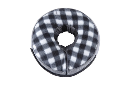 Inflatable Pet Protective Collar - Black and white grid