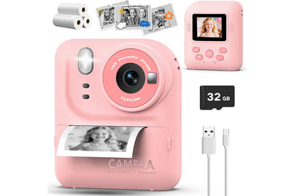 Boy and Girls Camera Instant Print Photo Portable Thermal Printing Camera-Pink