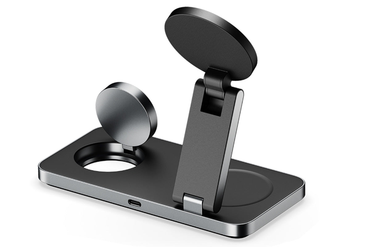 3 in 1 Wireless Charger Dock Charging Station for Apple Watch iPhone AirPods-Black