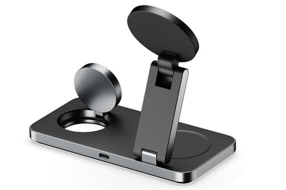 3 in 1 Wireless Charger Dock Charging Station for Apple Watch iPhone AirPods-Black