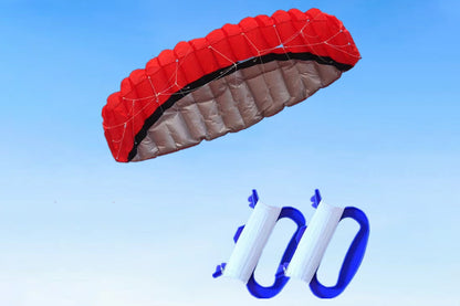 2.5m Dual Line Parafoil Parachute Stunt Sport Beach Kite Outdoor Frameless Toy-Red
