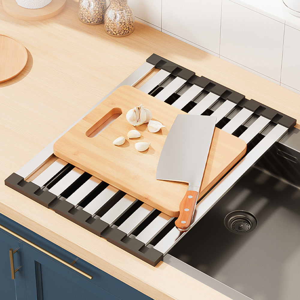 Foldable Over Sink Drying Drainer Stainless Steel Dish Rack for Kitchen