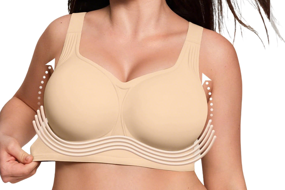 Full Coverage Seamless Wireless Plus Size Bra - Beige